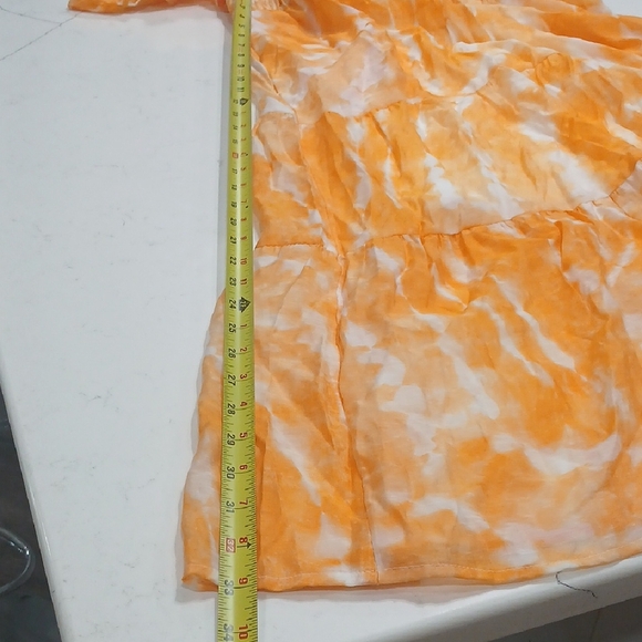 Simply Vera Vera Wang Orange and White Midi Sundress with Flutter Sleeves Nwt - Picture 12 of 12